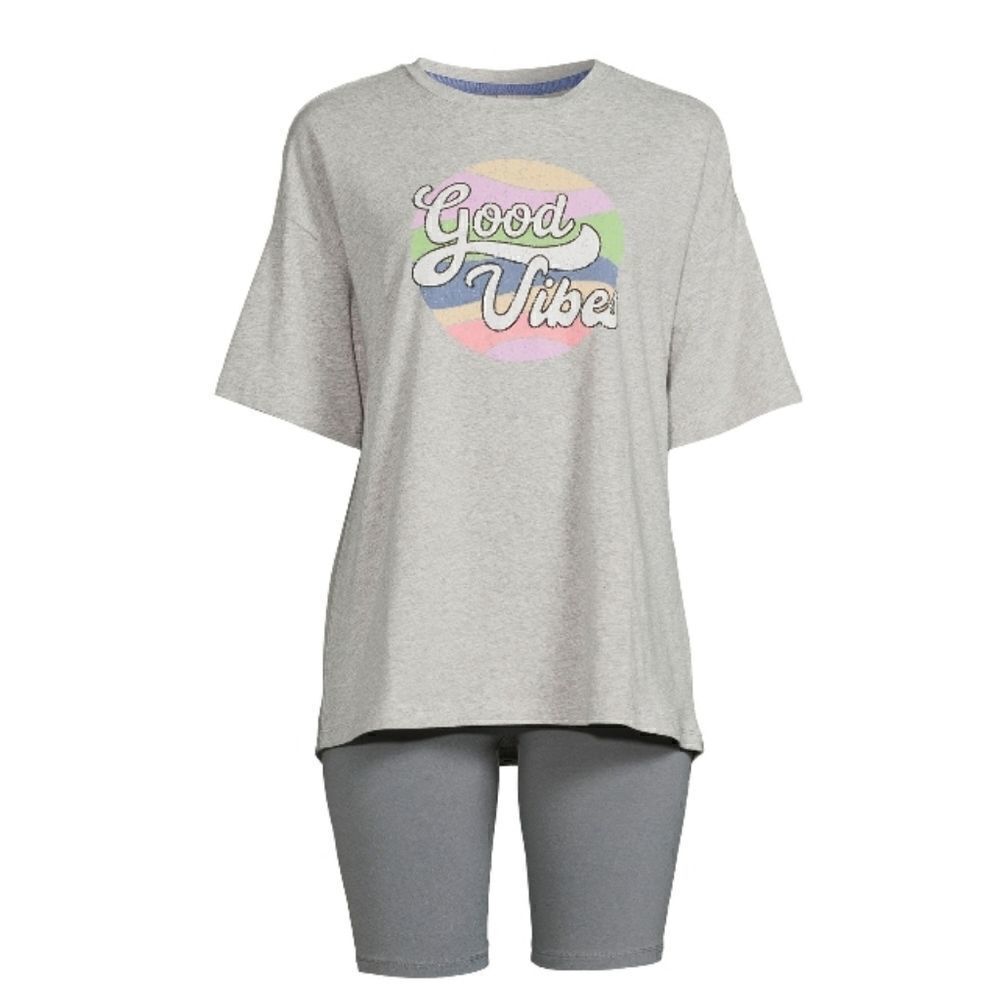 Short Sleeve T-shirt Top & Lounge Bike Short set, 2-Piece Size M